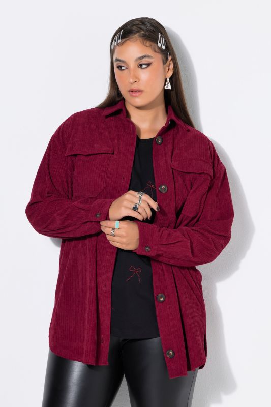 Corduroy Long Sleeve Button-Down Blouse