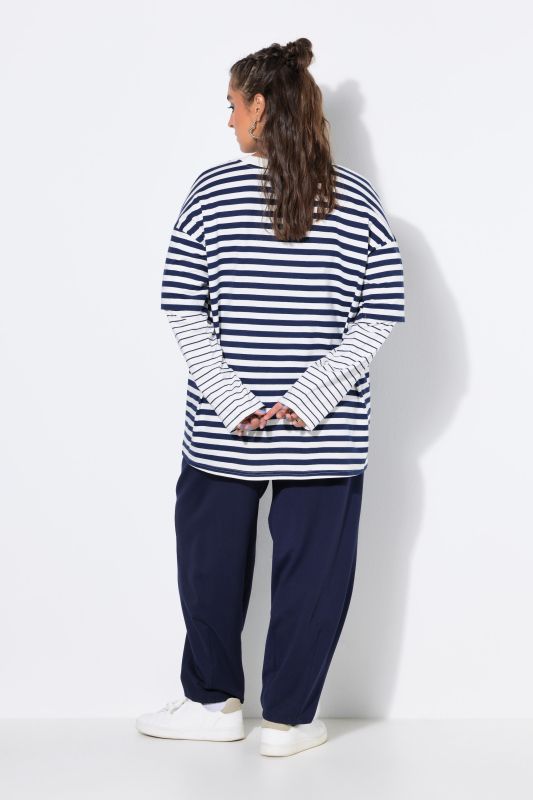 Layered Stripe Oversized Long Sleeve Tee