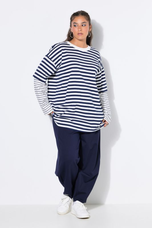 Layered Stripe Oversized Long Sleeve Tee