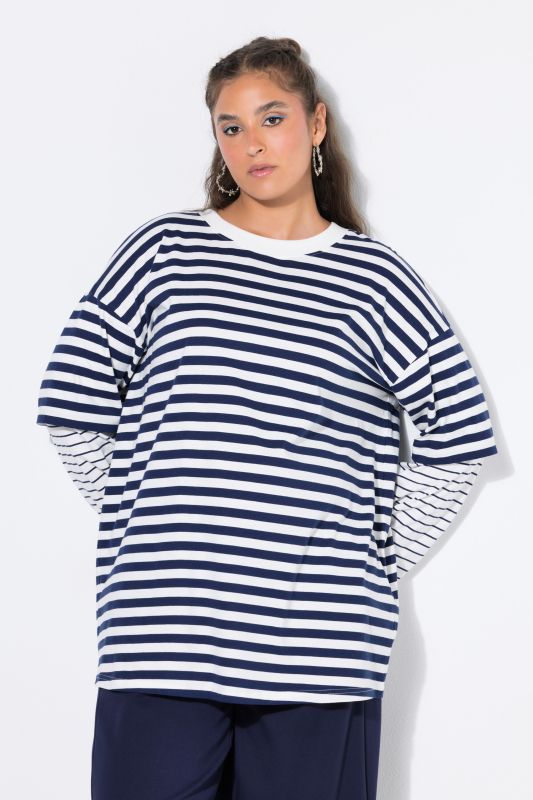 Layered Stripe Oversized Long Sleeve Tee