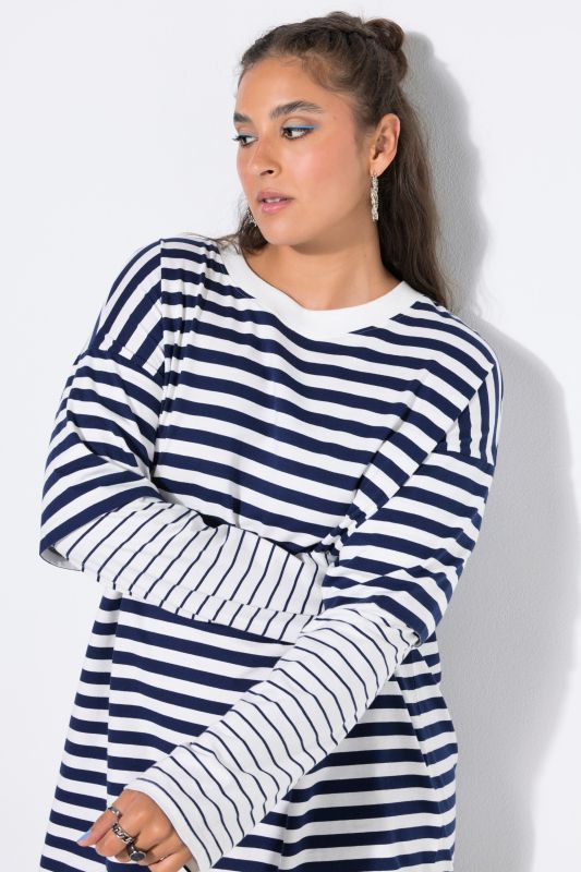 Layered Stripe Oversized Long Sleeve Tee