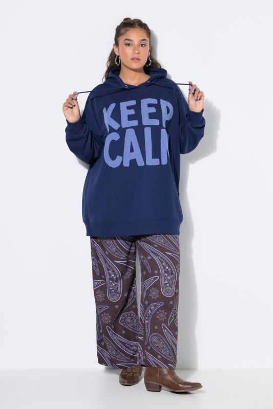 Keep Calm Terry Lettering Oversized Hoodie