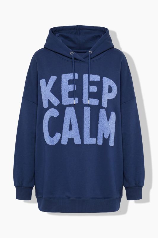 Keep Calm Terry Lettering Oversized Hoodie