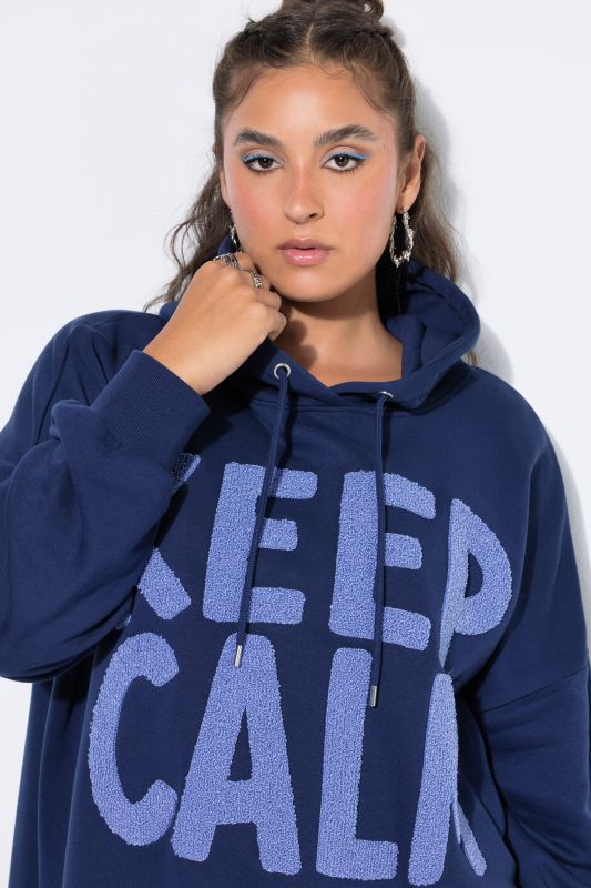 Keep Calm Terry Lettering Oversized Hoodie