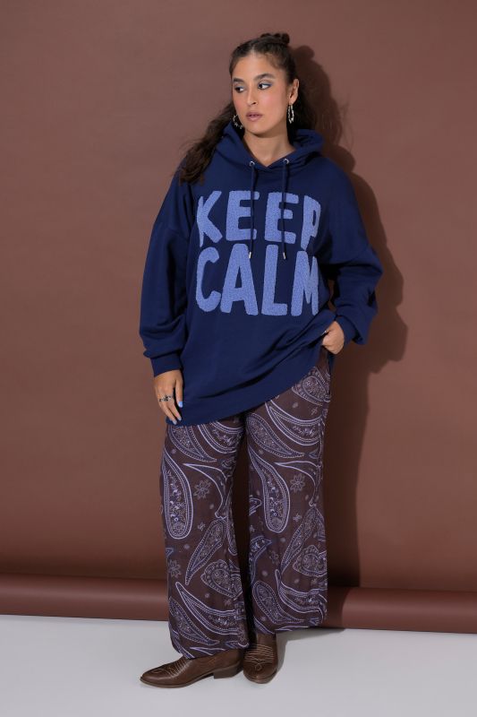 Keep Calm Terry Lettering Oversized Hoodie