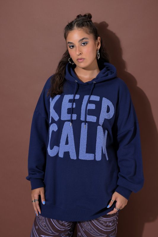 Keep Calm Terry Lettering Oversized Hoodie