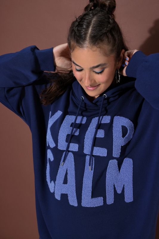 Keep Calm Terry Lettering Oversized Hoodie