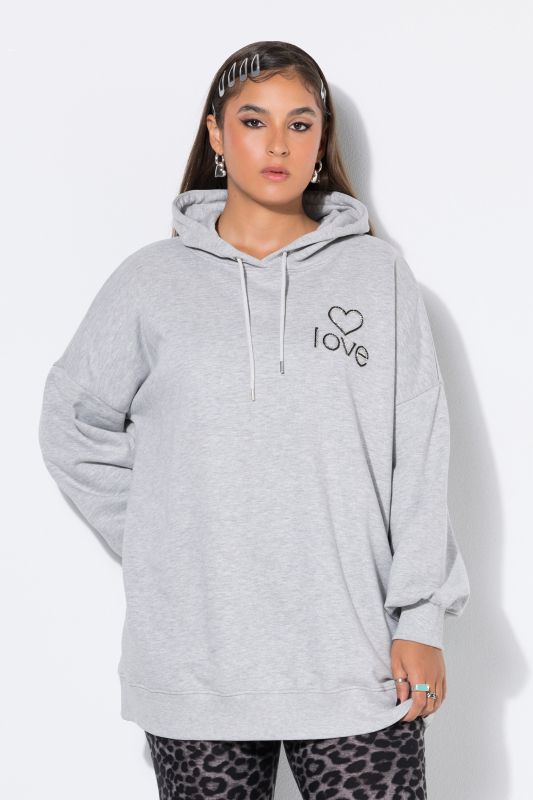 Rhinestone Heart Love Oversized Hoodie