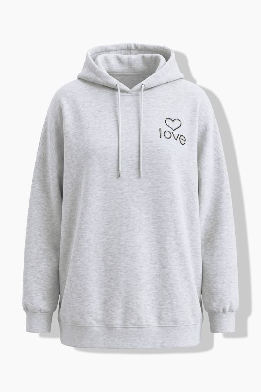 Rhinestone Heart Love Oversized Hoodie