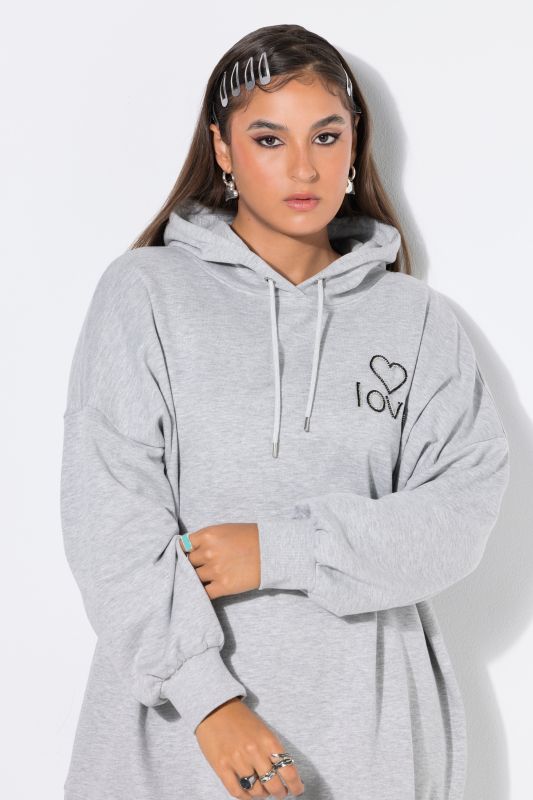 Rhinestone Heart Love Oversized Hoodie