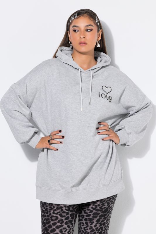 Rhinestone Heart Love Oversized Hoodie