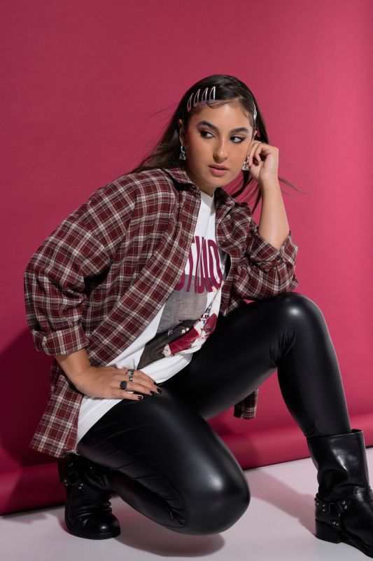 Plaid Oversized Button-Down Shirt