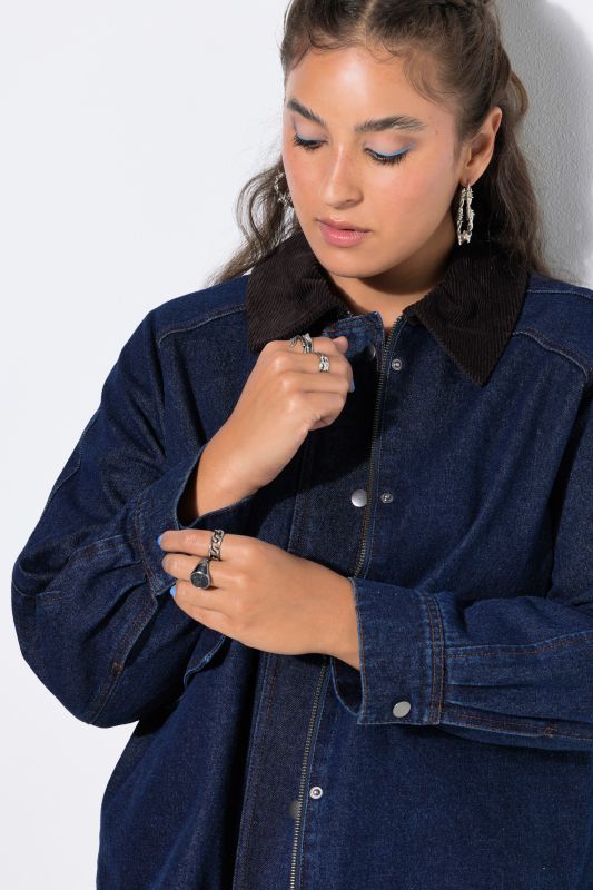 Corduroy Collar Denim Barn Jacket