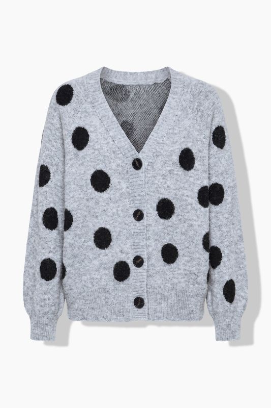 Polka Dot Jacquard Oversized Cardigan