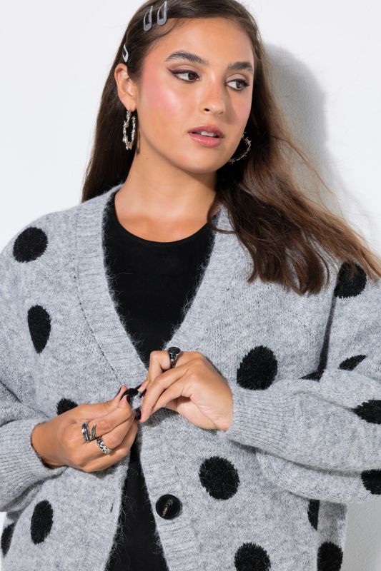 Polka Dot Jacquard Oversized Cardigan