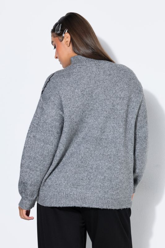 Sequin Rose Mock Neck Sweater