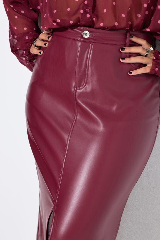 Faux Leather Pencil Midi Skirt