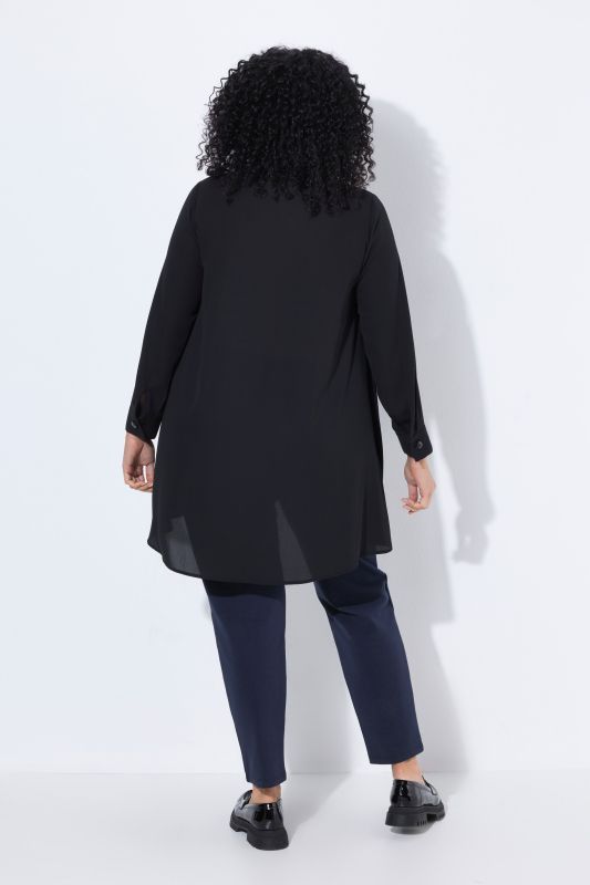 Layered Look Long Sleeve Collared Tunic Blouse