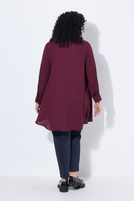 Layered Look Long Sleeve Collared Tunic Blouse