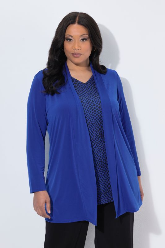 Matte Jersey Open Front Long Sleeve Jacket