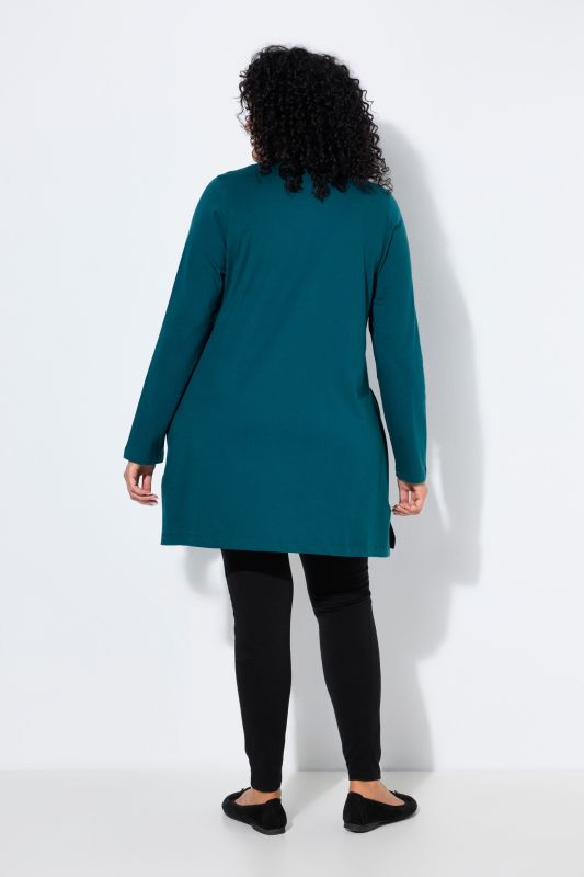 Notch Neckline Long Sleeve Knit Tunic
