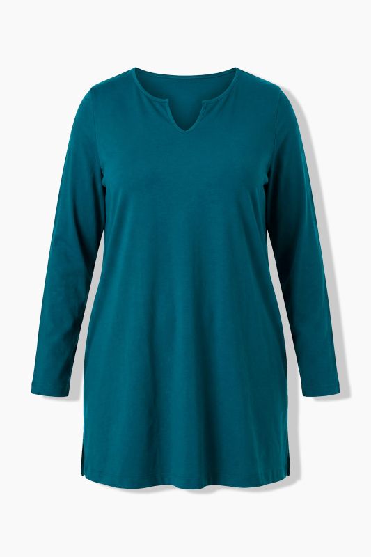 Notch Neckline Long Sleeve Knit Tunic