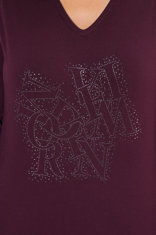 Tonal Rhinestone Logo 3/4 Sleeve Tee