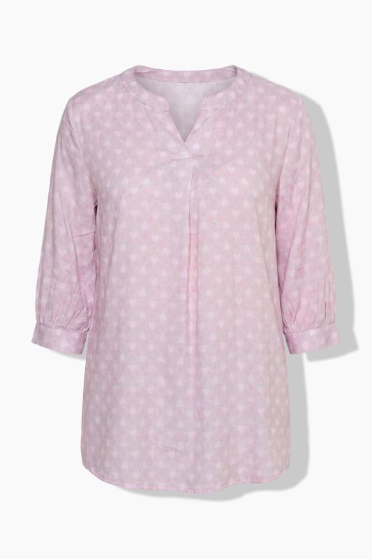 Geometric Heart Print 3/4 Sleeve Blouse