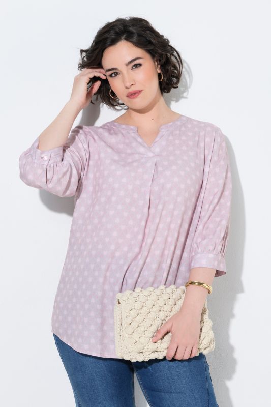 Geometric Heart Print 3/4 Sleeve Blouse
