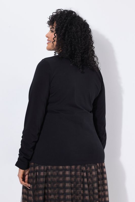Gathered Sleeve Turtleneck Tee