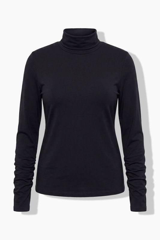 Gathered Sleeve Turtleneck Tee