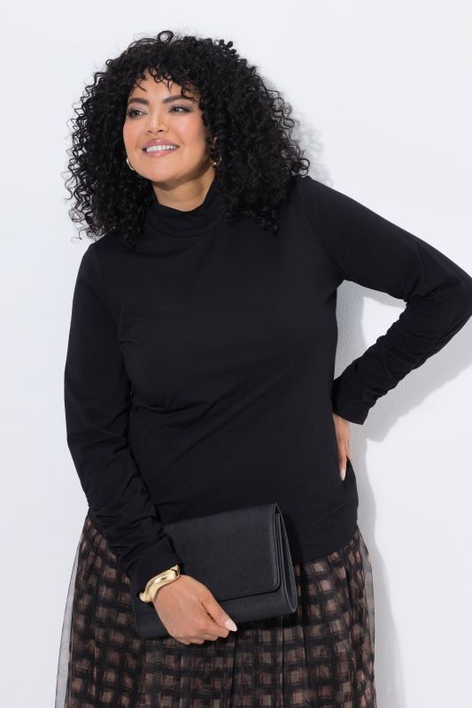 Gathered Sleeve Turtleneck Tee