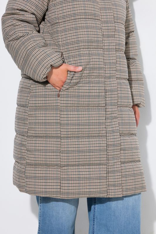Long Quilted Houndstooth Coat
