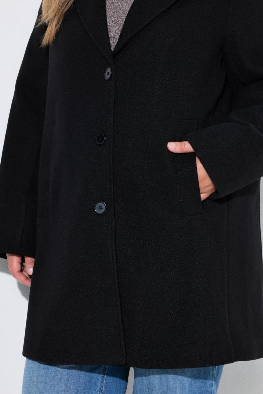 Wool-Blend Lapel Collar Coat