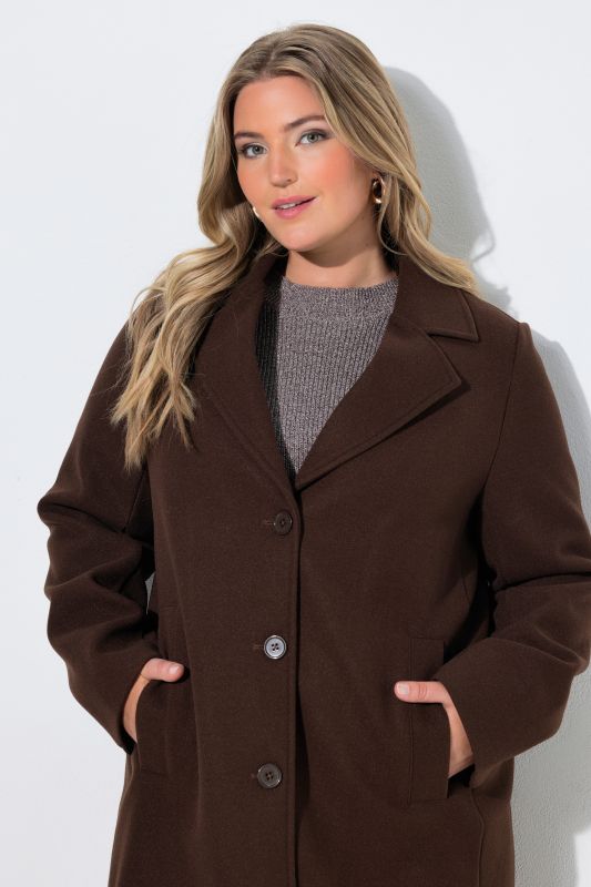 Wool-Blend Lapel Collar Coat