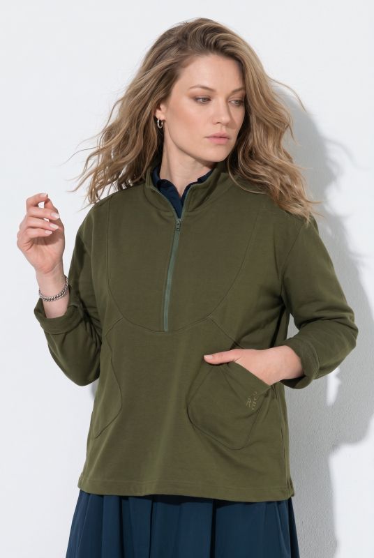 Eco Cotton Drawstring Hem Turtleneck Sweatshirt