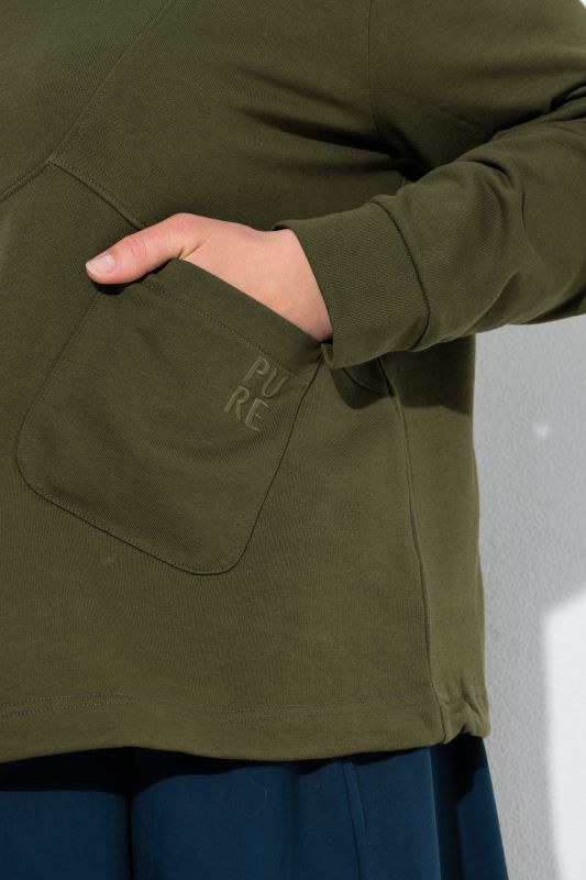 Eco Cotton Drawstring Hem Turtleneck Sweatshirt