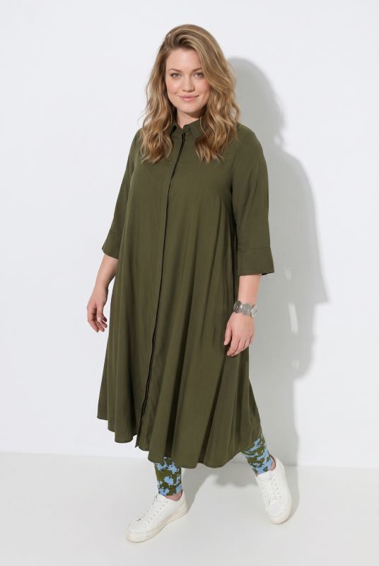 3/4 Sleeve Lyocell Shirt Dress
