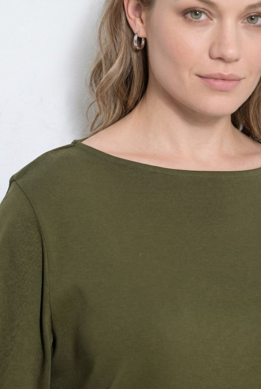 Eco Cotton 3/4 Sleeve Boat Neck Tee