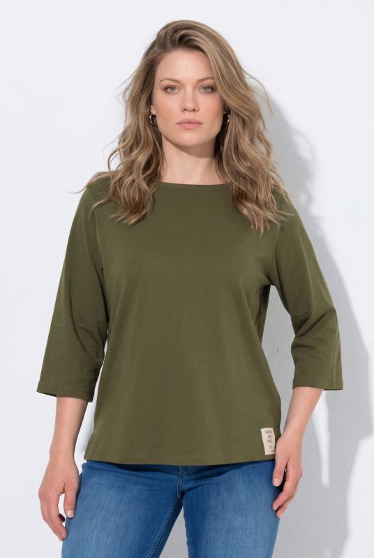 Eco Cotton 3/4 Sleeve Boat Neck Tee