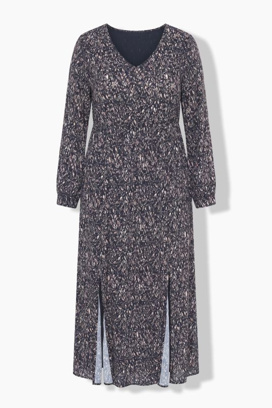 Abstract Print Long Sleeve Maxi Dress