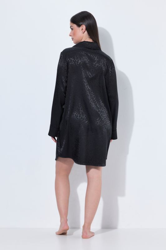 TruYou Lapel Collar Leopard Print Nightgown