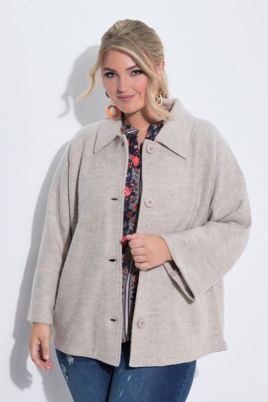 Boiled Wool Blend Oversized Jacket