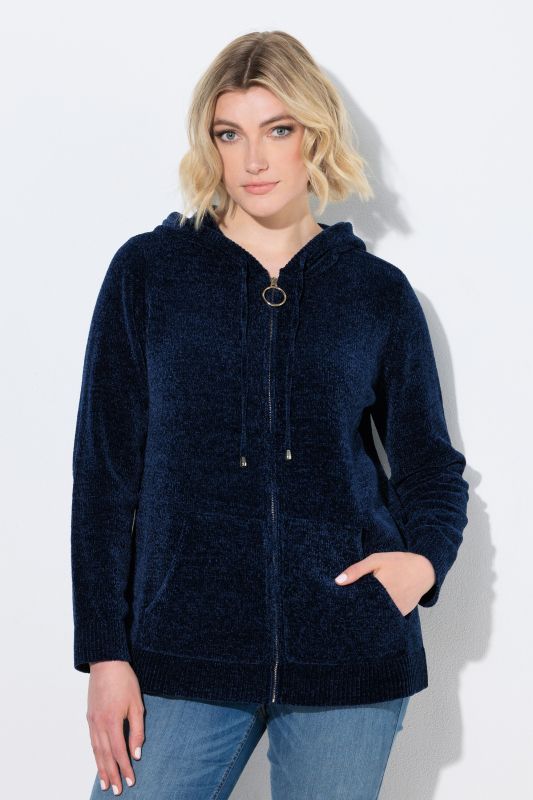 Chenille Knit Zip-Up Sweater