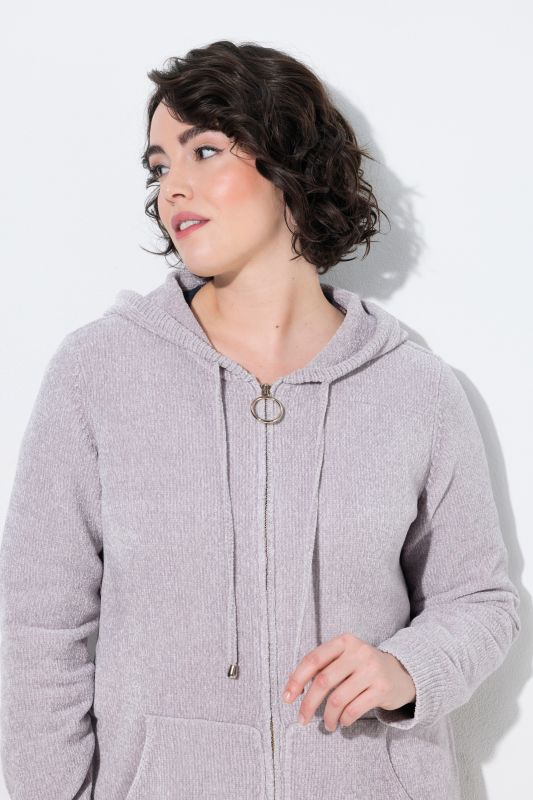 Chenille Knit Zip-Up Sweater