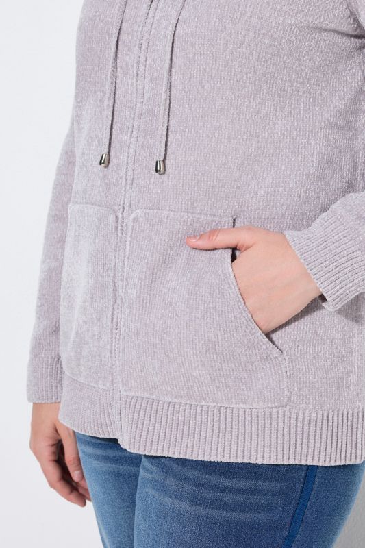 Chenille Knit Zip-Up Sweater