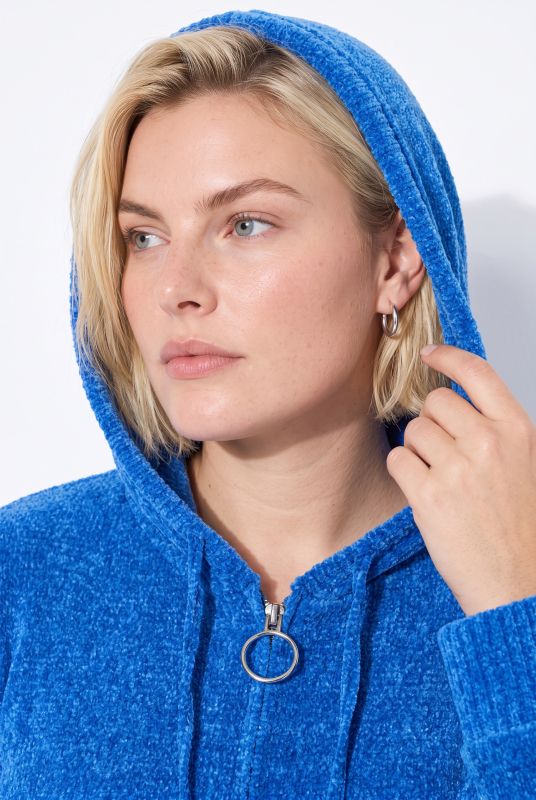 Chenille Knit Zip-Up Sweater