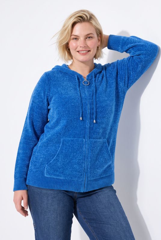 Chenille Knit Zip-Up Sweater