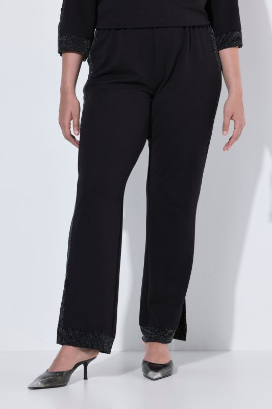 Rhinestone Studded Elastic Waist Jersey Pants