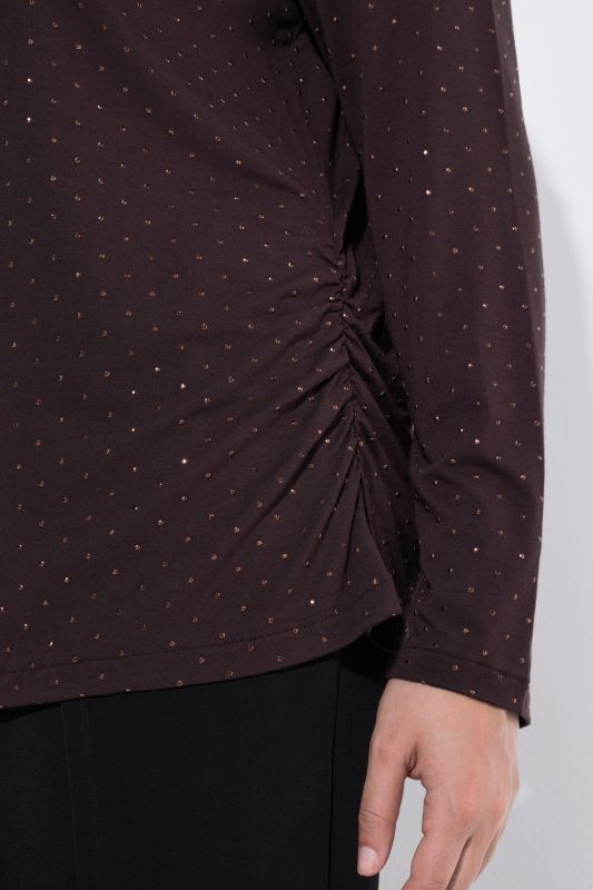 Rhinestone Studded Waterfall Neckline T-Shirt Blouse